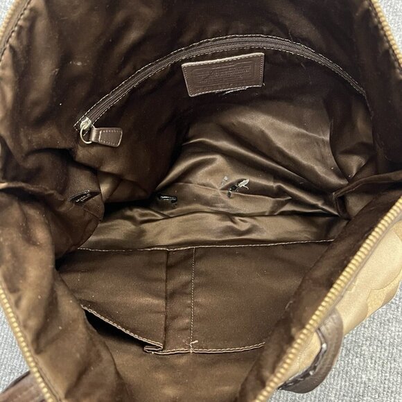Coach Tote Bag Purse Vintage Jacquard Khaki & Brown - Picture 4 of 9